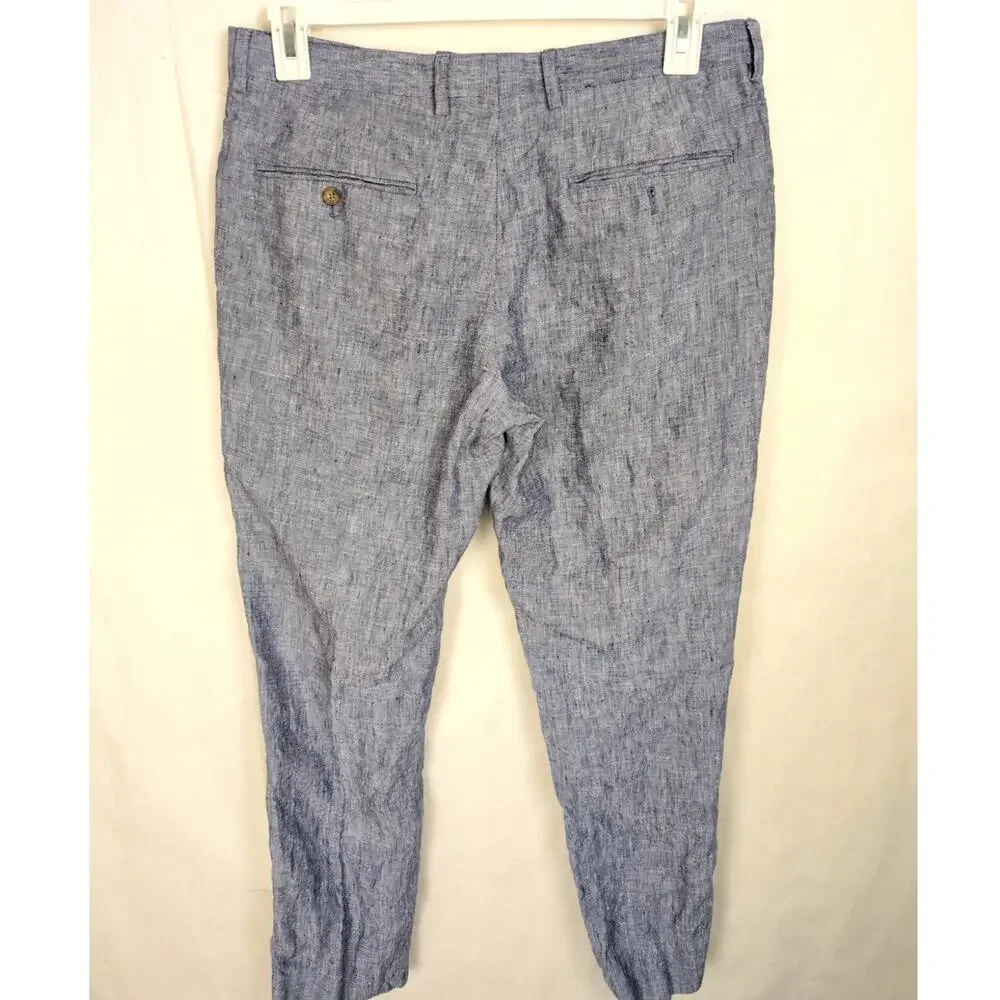 J.Crew blue Thompson Slim fit linen pants Size 32/30 Classic Preppy Coastal